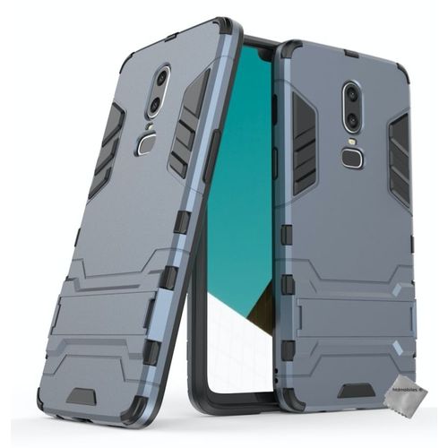 Housse Etui Coque Rigide Anti Choc Pour Oneplus 6 + Film Ecran - Bleu Fonce