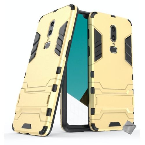 Housse Etui Coque Rigide Anti Choc Pour Oneplus 6 + Verre Trempe - Or
