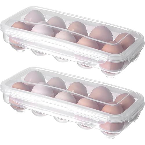 2 Pièces Boite A Oeufs En Plastique, Rangement Oeuf Frigo, Boite A Oeuf Avec 10 Espaces, Distributeur Oeuf Frigo Barquette Boite Rangement Frigo Pour Réfrigérateur, Cuisine (Transparent)