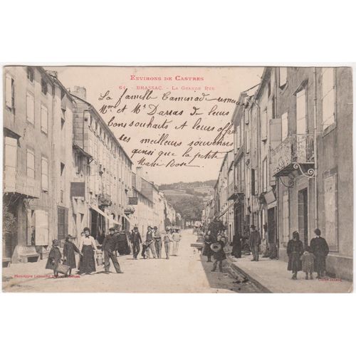 Cpa 61 Environs De Castres - Brassac - La Grande Rue - Timbrée, Oblitérée Et Correspondance Le 18 Janvier 1904