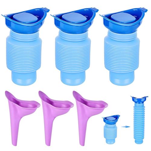 Lot de 6 urinoirs rétractables, toilettes de voyage d'urgence, 750 ml, mini urinoir universel pour homme, urinoir d'urgence réutilisable, urinoir pour femme, pour enfants, adultes, confiture de