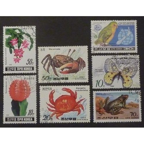 Corée Du Nord Oblitéré Lot De 7 Timbres De 1989-92 Nature Et Faune