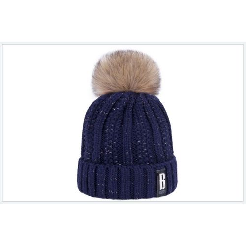 1 Bonnet En Tricot Doublé Polaire Peluche Doux Pour Femme - Bonnet Chaud Hiver Avec Torsades Et Gros Pompom En Fausse Fourrure - 6 Coloris Au Choix