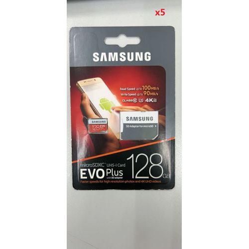 5PCS Carte mémoire Micro SD SDXC Samsung Evo plus 128Go classe 10 U3 100/90Mb/s