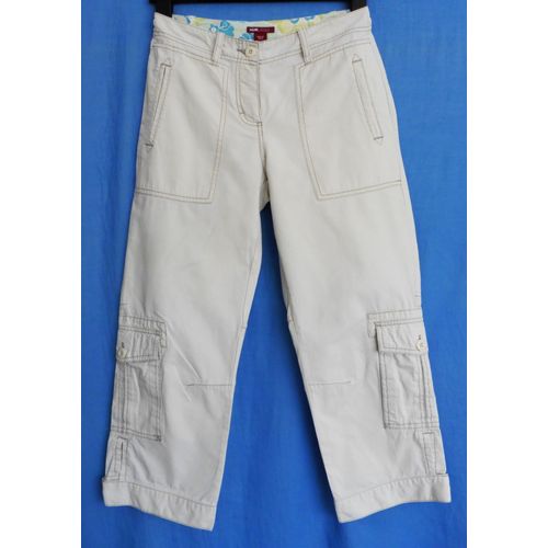 Pantacourt Creme Multipoche. H&m. Coton. Taille 38