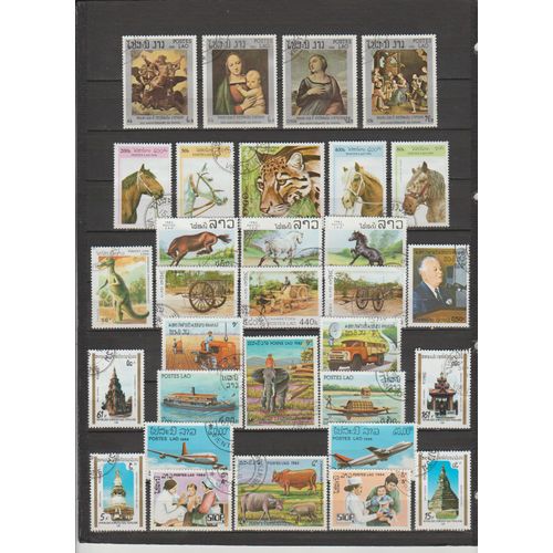 41 Timbres Laos Obliteres De 1981 À 1984-1986-1989-1995