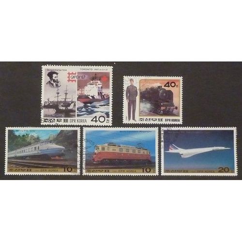 Corée Du Nord Oblitéré Lot De 5 Timbres De 1987 Transports