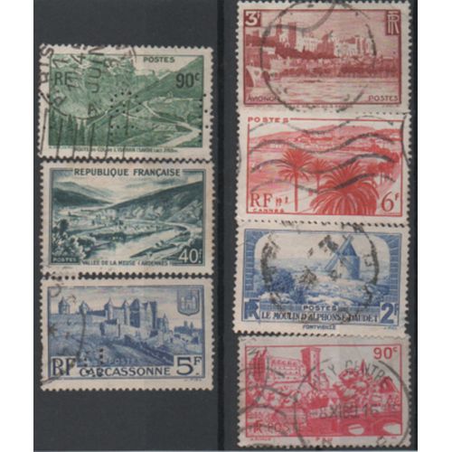 France 1936/1949: Lot De 7 Timbres Sur Les Sites Et Monuments.