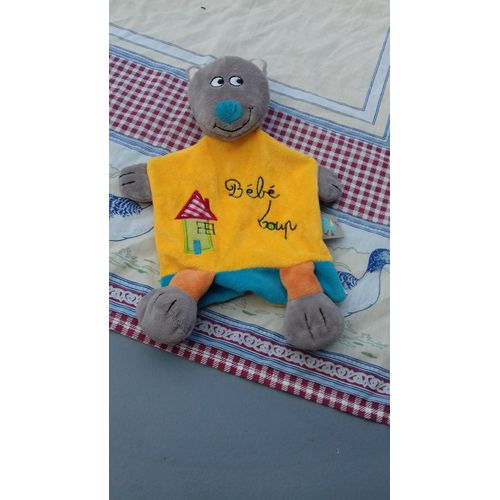 Doudou Loup De Couleur Jaune Et Bleu Broderi Maison E Bebe Loup Rakuten