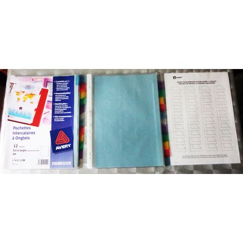 Lot De 2 Jeux De Pochettes Intercalaires 12 Onglets Avery
