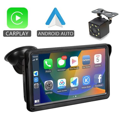 radio et caméra - autoradio Android Auto, lecteur vidéo multimédia, écran tactile Portable de 7 pouces, avec télécommande, CarPlay