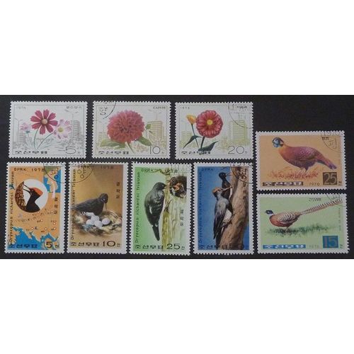 Corée Du Nord Oblitéré Lot De 9 Timbres De 1976-78 Nature Et Faune
