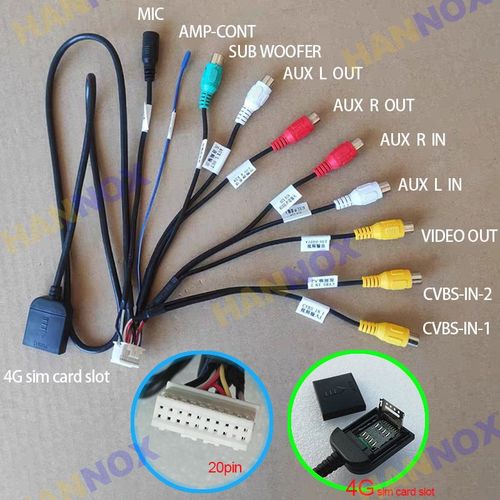 RCA avec emplacement SIM 4G - Câble Adaptateur Pour Autoradio, Lecteur Dvd, Cd, Stéréo, Rca, Sortie Usb, Carte Sim Aux, Convertisseur De Fente, Gps, Antenne, Offre Spéciale