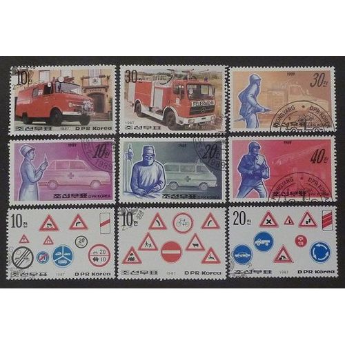 Corée Du Nord Oblitéré Lot De 9 Timbres De 1987-89 Transports