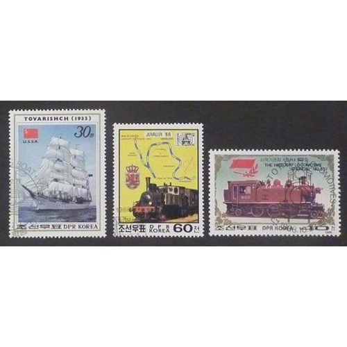 Corée Du Nord Oblitéré Lot De 3 Timbres De 1987-88 Transports