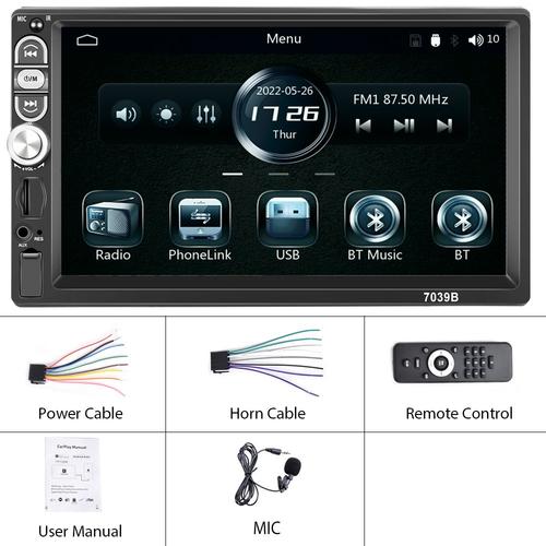 Seul autoradio - autoradio stéréo 2 din, Navigation GPS, Bluetooth, lecteur multimédia vidéo, avec microphone, télécommande, carplay, pour voiture