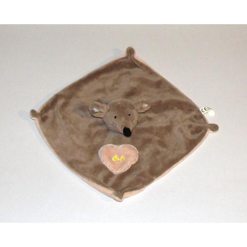 Doudou Plat Souris Marron Maxita Peluche Souris Marionnette