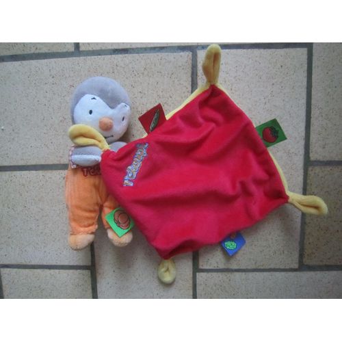 Peluche Doudou T'choupi Avec Mouchoir Rouge Orange Tchoupi Nicotoy