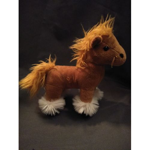 Peluche Doudou Cheval Maxita Marron Blanc
