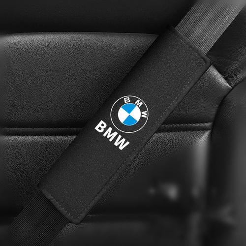 2 Pcs Housses Noir En Cuir Véritable De Voiture Pour Ceintures De Sécurité-Housse Protection Harnais D'épaule Pour Bmw 1-Taille:22cm * 6cm * 2.5cm