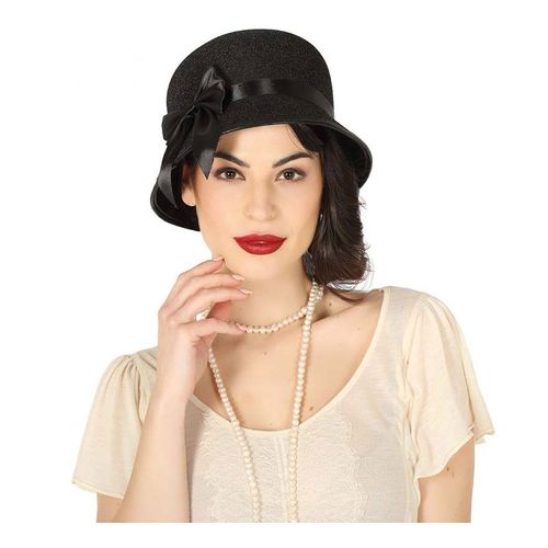 Chapeau De Dame Années 20 Noir Avec Ruban (Taille Unique Adulte)