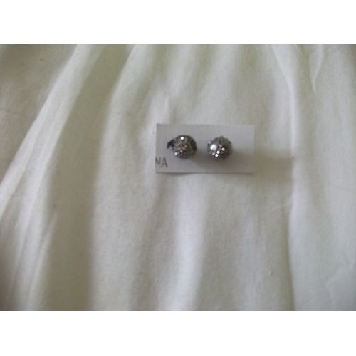 Boucles D'oreilles Boule À Strass Gris