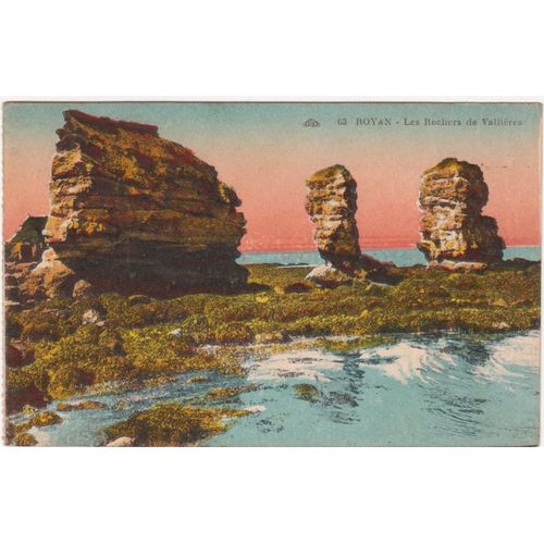 Cpa 63 Colorisée - Royan - Les Rochers De Vallières (Charente-Maritime/17) - Timbrée, Oblitérée Et Correspondance Le 15 Août 1931