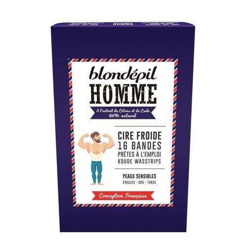 Blondepil 16 Bandes De Cire Froide Homme - Pour Dos Et Torse 