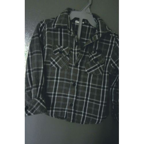 Belle Chemise En Coton Épais Pour Bébé Garçon - Taille 18 Mois ( 1 An Et Demi - 12 Mois Et 1/2 ) À Carreaux Et Manches Longues - Multicolore Gris Foncé Noir Et Gris Clair - Vêtement Lot Enfant Automne
