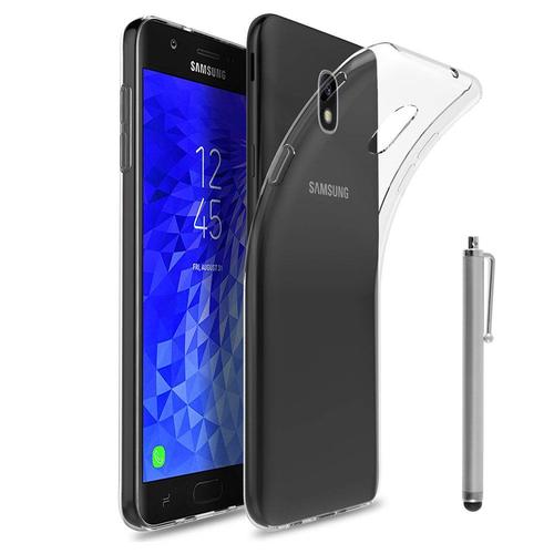 Coque Silicone Pour Samsung Galaxy J7 (2018) 5.5" Gel Ultraslim Et Ajustement Parfait - Transparent + Stylet