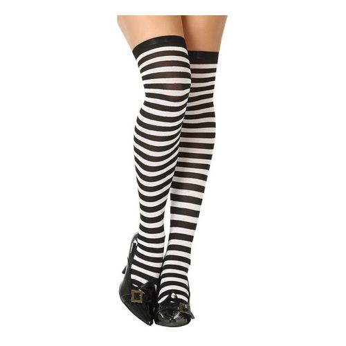 Bas À Rayures Blancs Et Noirs (Taille Unique Adulte)
