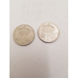 Lot 2 Pièces Espagne 1975 - 25 Ptas - Pesetas - Juan Carlos