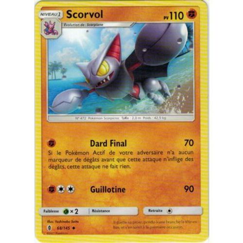 Carte Pokémon 68-145 Scorvol 110 Pv 68/145 -Sl2 - Soleil Et Lune - Gardiens Ascendants