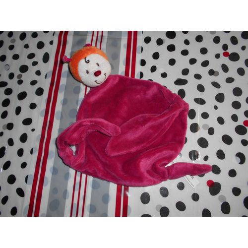 Doudou Annabelle Carréblanc Rose Fushia Losange Peluche Annabel Carré Blanc Papillon Insecte Bébé