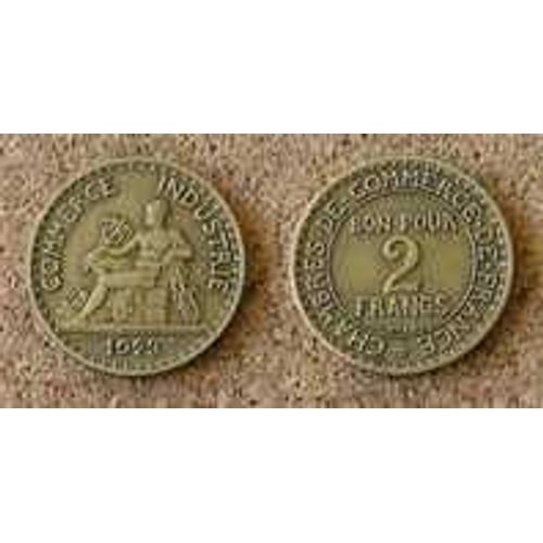 Pièce Monnaie 2 Francs France 1923 - Chambre De Commerce, En Bronze Aluminium