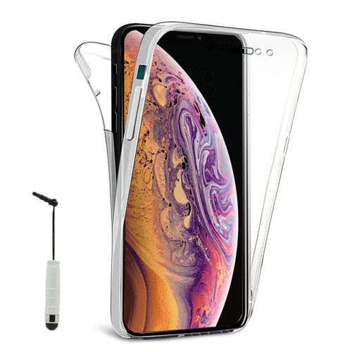 Coque Avant Et Arrière Silicone Pour Apple Iphone Xs (2018) 5.8" 360° Protection Intégrale - Transparent + Mini Stylet
