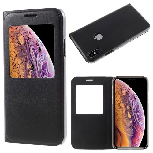 Pour Apple Iphone Xs (2018) 5.8': Etui Housse Coque Pochette Plastique View Case, View Cover, Etui À Rabat - Noir