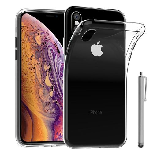 Coque Silicone Pour Apple Iphone Xs (2018) 5.8" Gel Ultraslim Et Ajustement Parfait - Transparent + Stylet