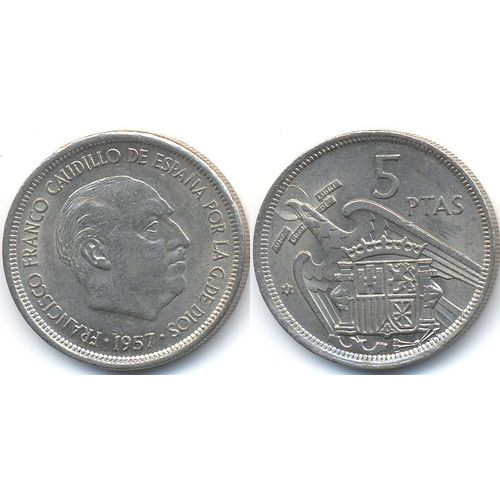 Pièce Monnaie Espagne 1957 - 5 Ptas - Pesetas - Francisco Franco