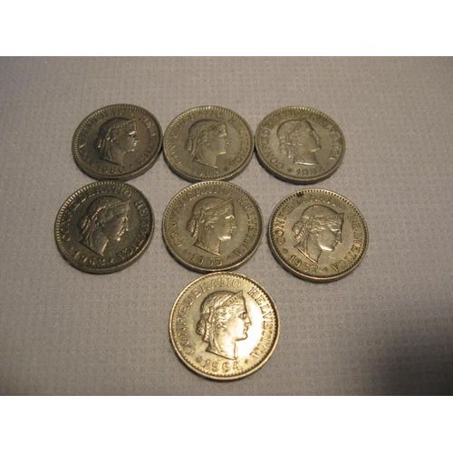 Lot 7 Pièces 10 Centimes Francs Suisse Tête De Libertas 1955-57-62-64-80-82