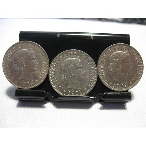 Lot 3 Pièces 20 Centimes Francs Suisse Tête Libertas 1931-59-63