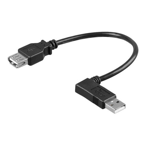 goobay - Rallonge de câble USB - USB (F) pour USB (M) - USB 2.0 - 30 cm - connecteur à 90° - noir