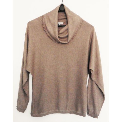 Pull Beige À Grand Col. Manches Chauve Souris. Etam. Viscose. Coton. Taille 38