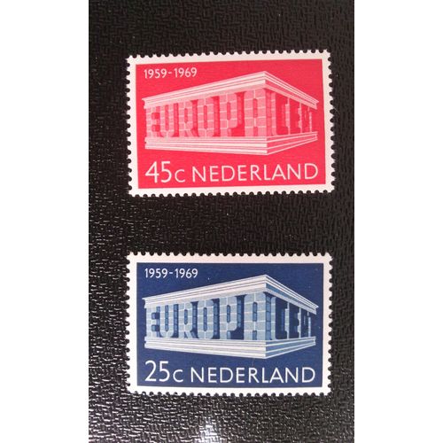 Timbre Pays-Bas (Hollande - Nederland) Yt 893 - 894 C.E.P.T.- Bâtiment 1969