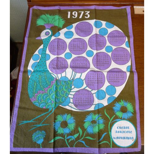 Torchon Calendrier Année 1973 61 X 45 C « Crédit Agricole Du Morbihan »