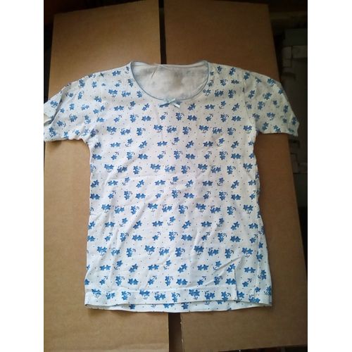 Chemises Manches Courtes Blanches Feuilles Bleues 6 Ans