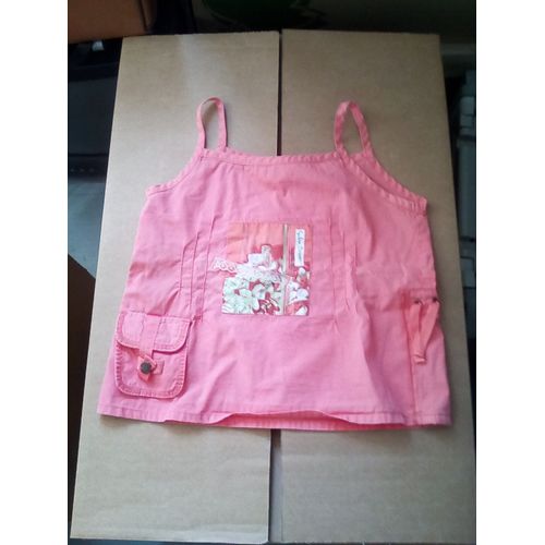 Débardeur Tissu Rose Fleurs 8 Ans