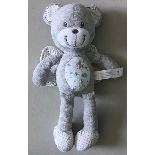 Doudou Ours Gris Blanc Bleu Étoiles Avec Des Ailes 27cm Simba Nicotoy