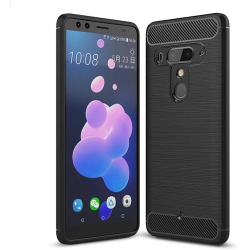 Nouveau Tpu Antichoc En Fibre De Carbone De Texture Brossé For Htc U12+Noir Color Black