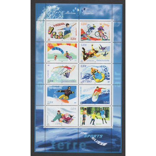 Bloc Feuillet 10 Timbres France 2004 Yvert Et Tellier Bf N°76 Sports De Glisse Collection Jeunesse Neuf** Gomme Intacte